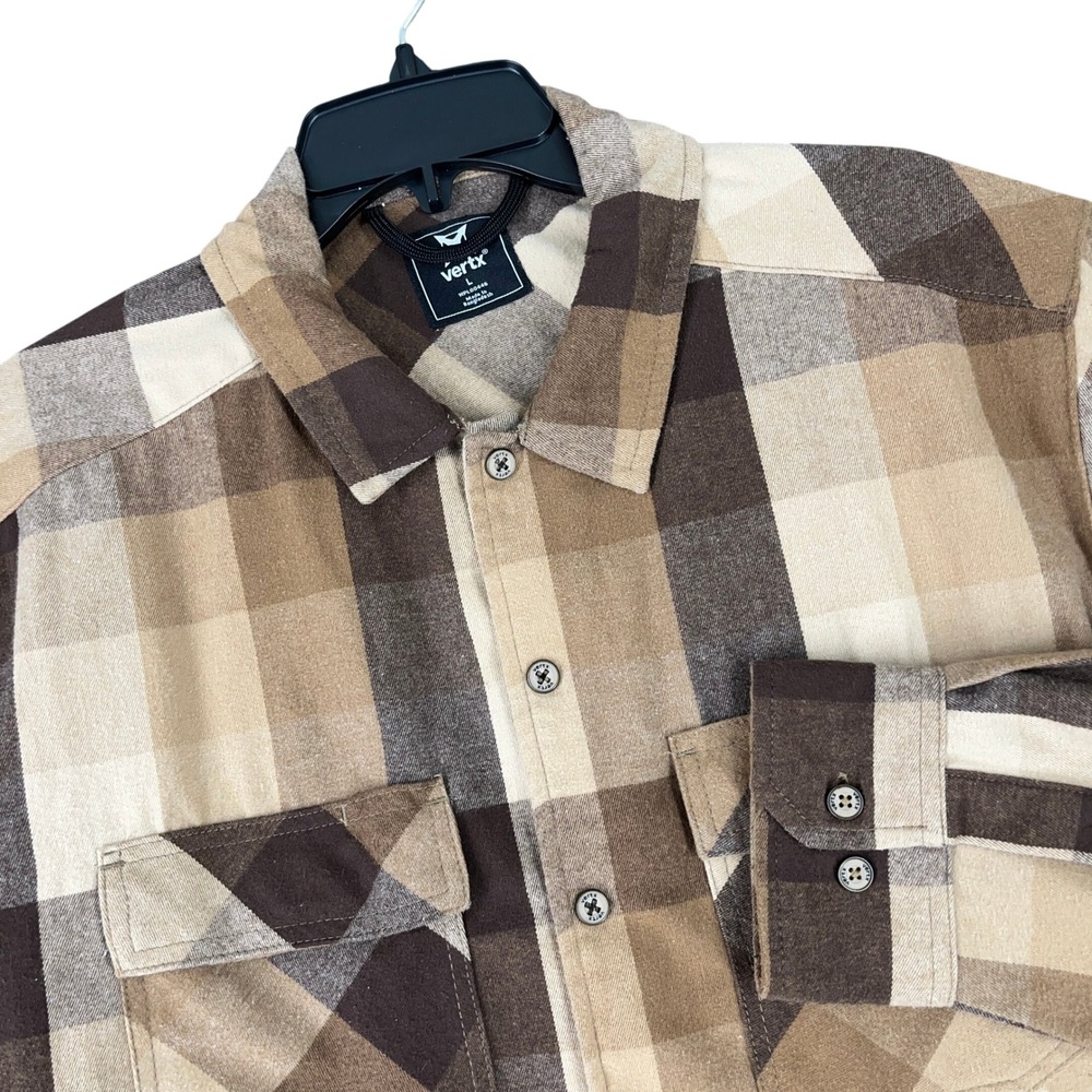 Vertx VTX1522 Flannel‎ Shirts Plaid Heavyweaight Outdoor Button Down L Mens